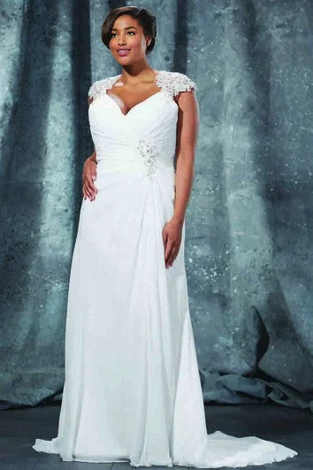 Shrug - included wedding dress for cooler weatherSheath Floor-Length Queen Anne Chiffon Sweep Train Illusion Lace Dress Shrug - included wedding dress for cooler weatherSheath Floor-Length Queen Anne Chiffon Sweep Train Illusion Lace Dress
