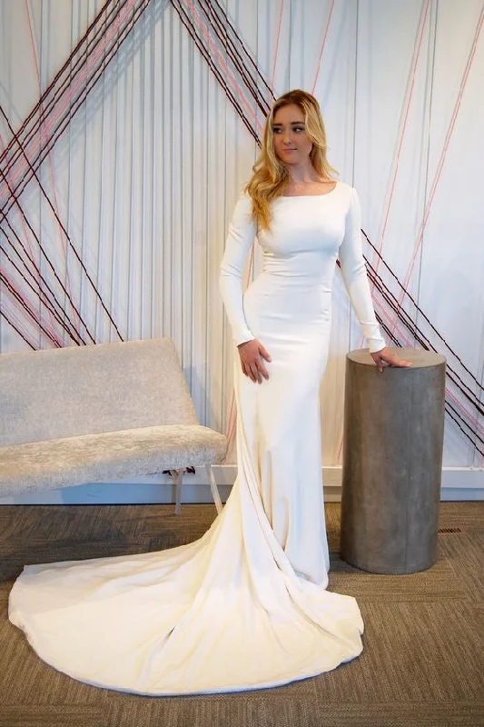 Cocktail - length wedding dress for a casual ceremonySimple Long Sleeves Wedding Dresses 2019 Spring Cocktail - length wedding dress for a casual ceremonySimple Long Sleeves Wedding Dresses 2019 Spring