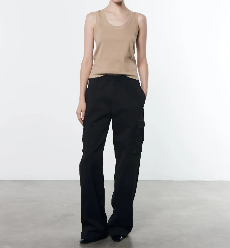 Elastic waistband lounge pants for women at homeSoft Touch Cargo Pant In Black