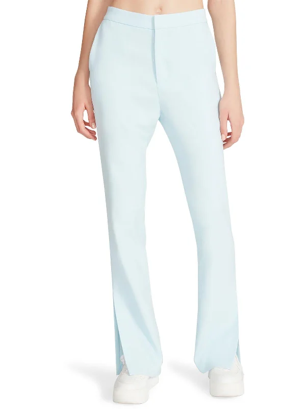 Polyester blend wide leg pants for women in a durable and stylish styleSpencer Womens Split Hem High Rise Flared Pants Polyester blend wide leg pants for women in a durable and stylish styleSpencer Womens Split Hem High Rise Flared Pants