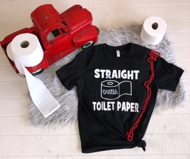 Women's T - shirt with a sequined sleeveStraight Outta Toliet Paper Tee
