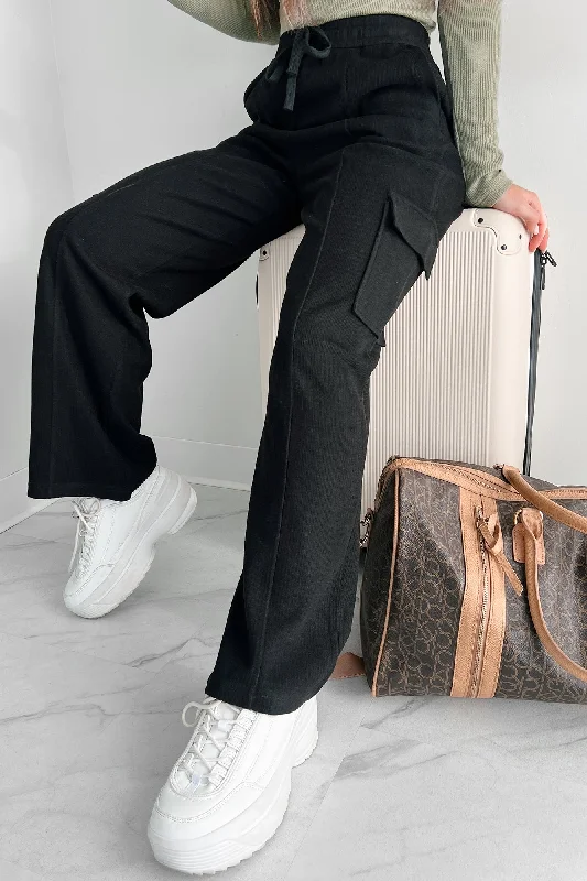 Paisley print pants for women in an exotic styleSunday Signature Cargo Sweatpants (Black)