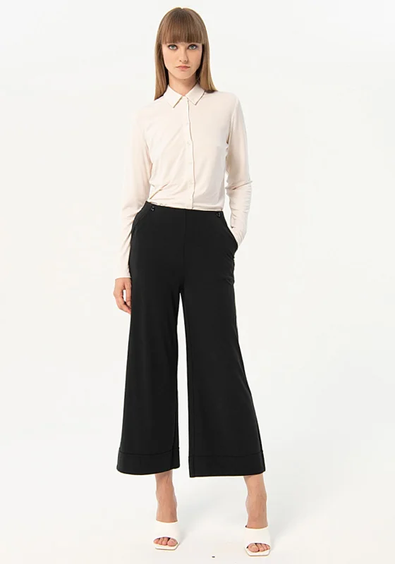Paisley patterned wide leg jeans for women in an elegant and unique styleSurkana Wide Leg Cropped Trousers, Black