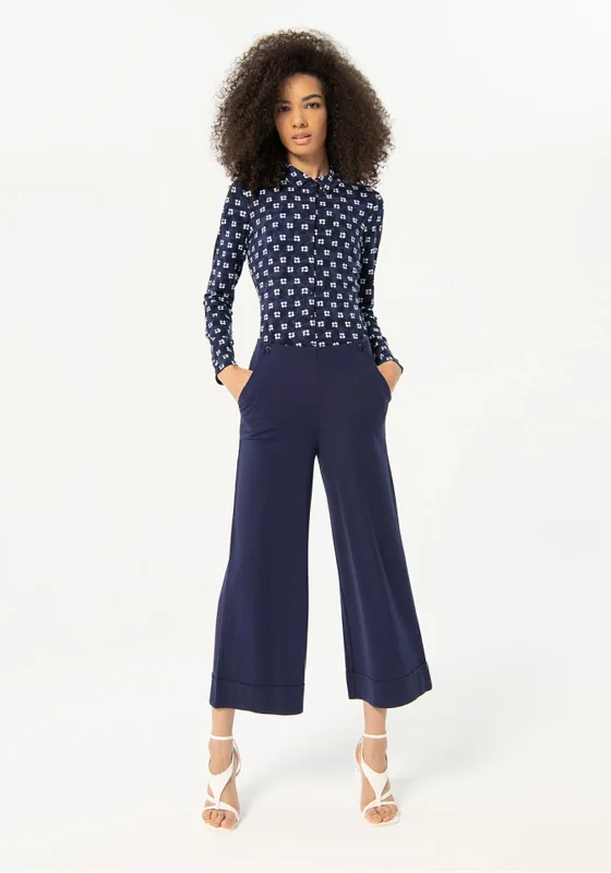 Corduroy wide leg jeans for women in a classic and comfortable styleSurkana Wide Leg Cropped Trousers, Navy