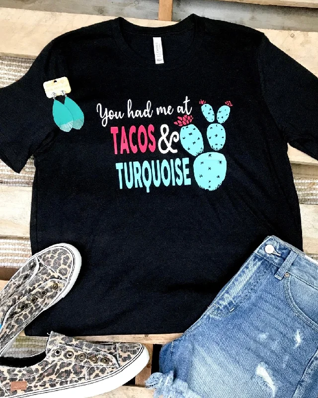 Women's lightweight linen T - shirt for warm weatherTacos & Turquoise Tee