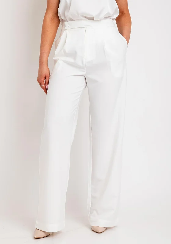 Tartan pants for women in a Scottish patternTiffosi Margot Pleat Waist Wide Leg Trouser, White