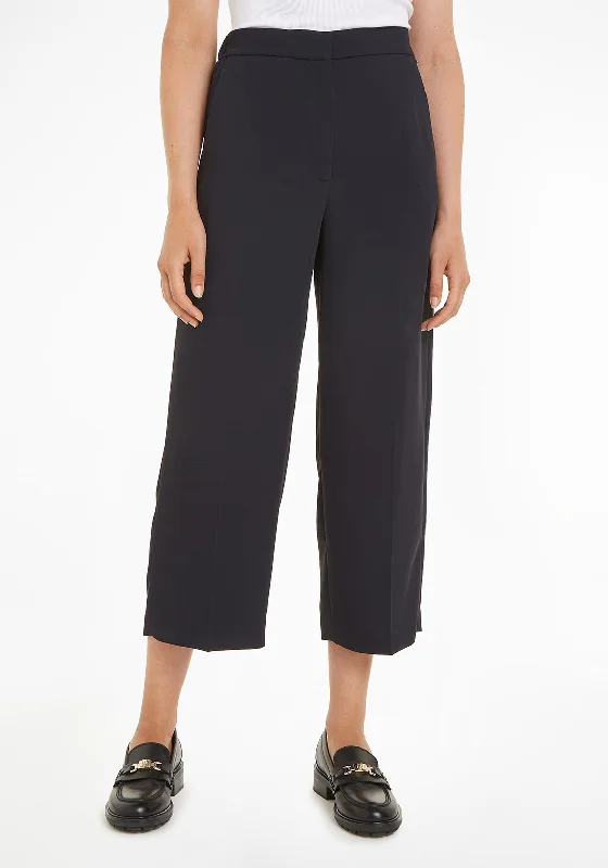Linen blend jogger pants for women in comfortTommy Hilfiger Womens Twill Wide Leg Cropped Trousers, Desert Sky Linen blend jogger pants for women in comfortTommy Hilfiger Womens Twill Wide Leg Cropped Trousers, Desert Sky