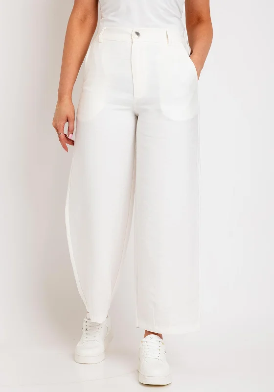 Plaid wide leg dress pants for women in a preppy and formal styleNaya Wide Leg with Tuck Hem Trousers, White