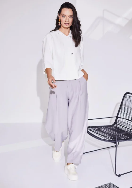 Solid color wide leg denim pants for women in a minimalist and trendy styleNaya Wide Leg with Tuck Hem Trousers, Mink