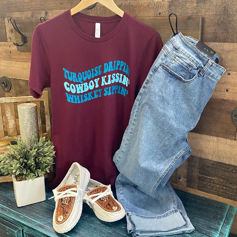 Women's T - shirt with a cut - out detailTurquoise Drippin' Tee