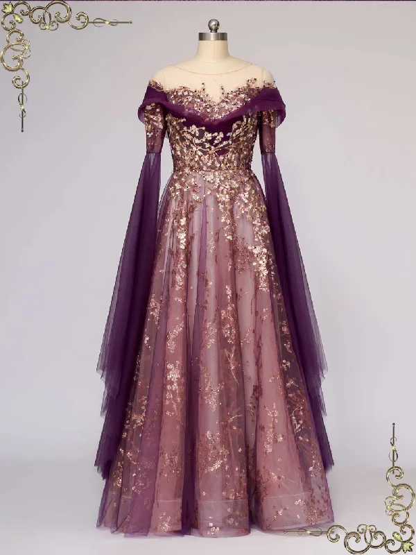 Natural - fabric - made wedding dressUnique Purple Gold Medieval Wedding Dress ANNORA Natural - fabric - made wedding dressUnique Purple Gold Medieval Wedding Dress ANNORA