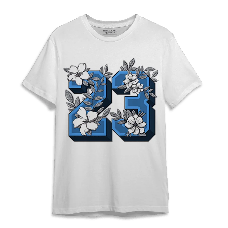 Women's T - shirt with a geometric printNastyJamz University Blue 5s T Shirt Match 23 Floral