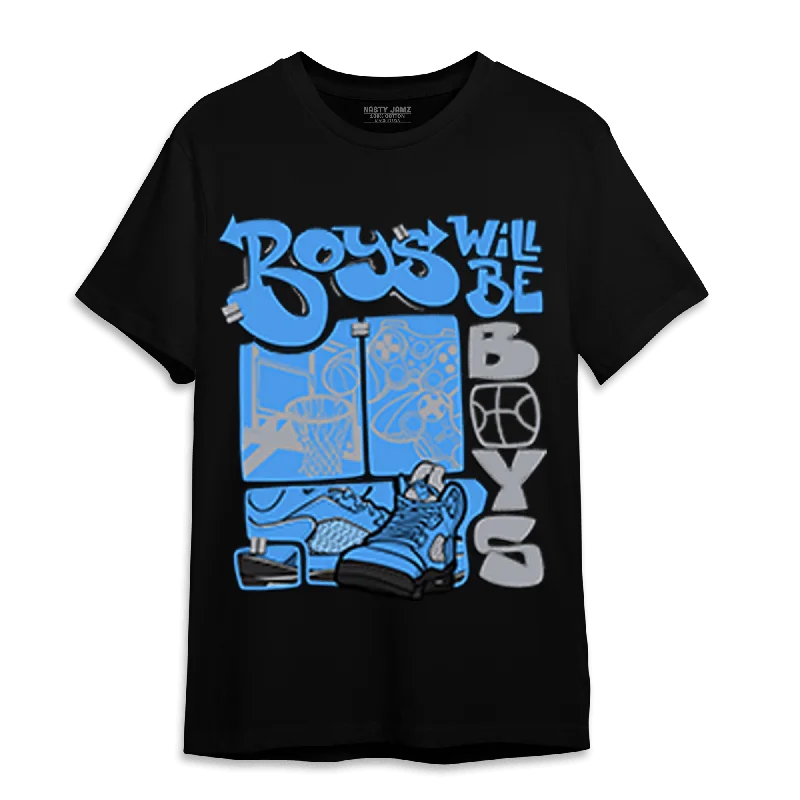 Printed women's T - shirt with a nautical - themed patternNastyJamz University Blue 5s T Shirt Match Boys Will Be Boys