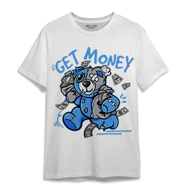 Women's T - shirt with a cropped and fitted bodice and a flared skirtNastyJamz University Blue 5s T Shirt Match Get  Money BER