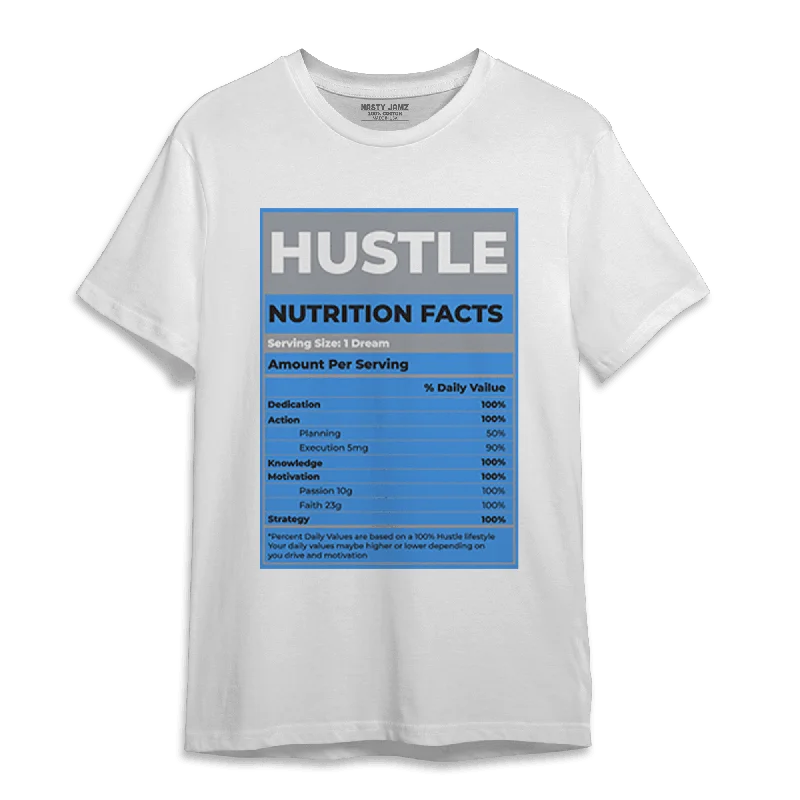 Women's T - shirt with a patch pocket and a button - down frontNastyJamz University Blue 5s T Shirt Match Hustle Nutrition Facts