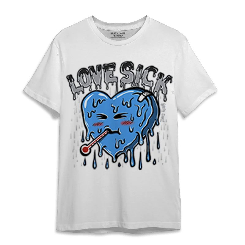 Women's T - shirt with a burnout geometric patternNastyJamz University Blue 5s T Shirt Match Love Sick