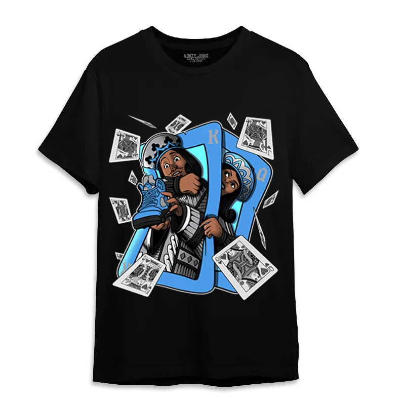 Metallic - threaded women's T - shirt for a touch of glamourNastyJamz University Blue 5s T Shirt Match Sneaker Playing Card