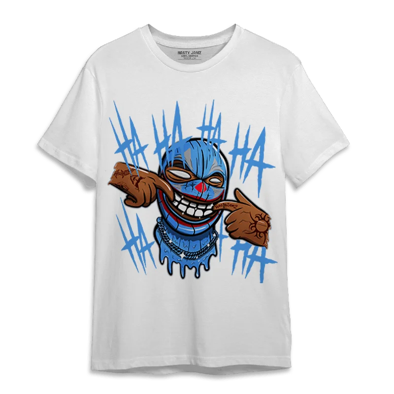 Women's T - shirt with a sequined sleeveNastyJamz University Blue 5s T Shirt Match We Are All Clowns