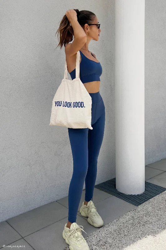Sequin embellished pants for women at partiesVenus V Back Leggings - Navy