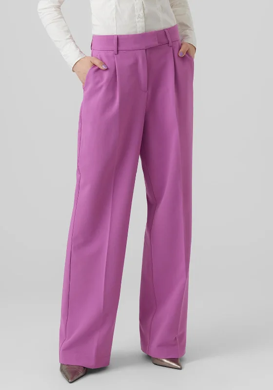 Striped wide leg pants for women in a bold fashion statementVero Moda Zelda Wide Leg Trousers, Radiant Orchid