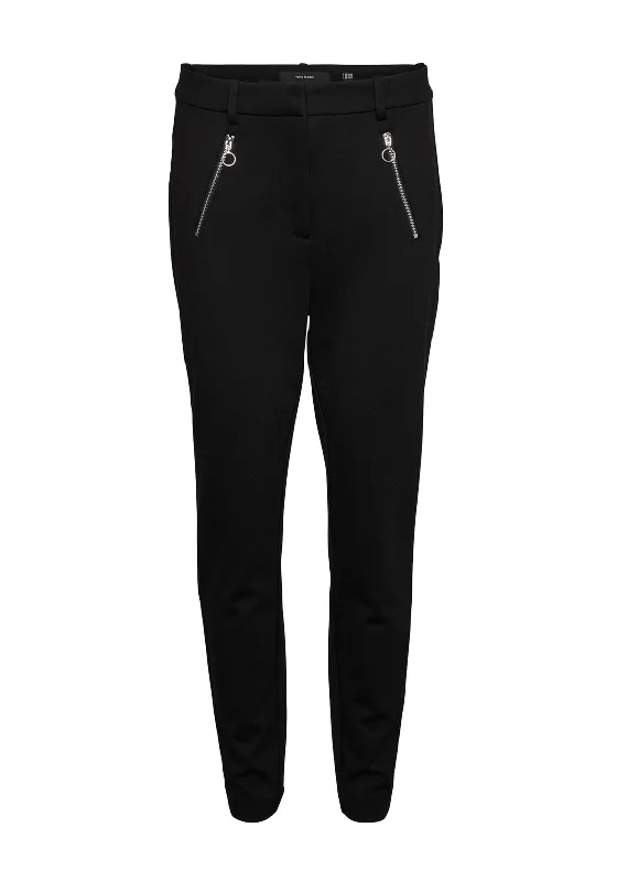 Solid color palazzo pants for women in bright huesVero Moda Emma High Rise Slim Trousers, Black