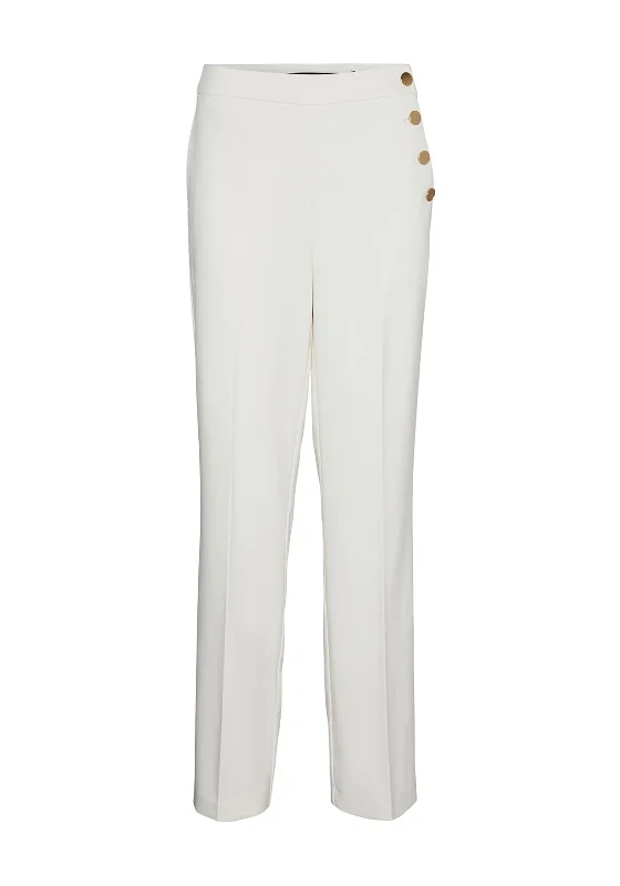 Patchwork wide leg pants for women in a creative and unique styleVero Moda Gabriella Button Detail Trousers, Birch Patchwork wide leg pants for women in a creative and unique styleVero Moda Gabriella Button Detail Trousers, Birch