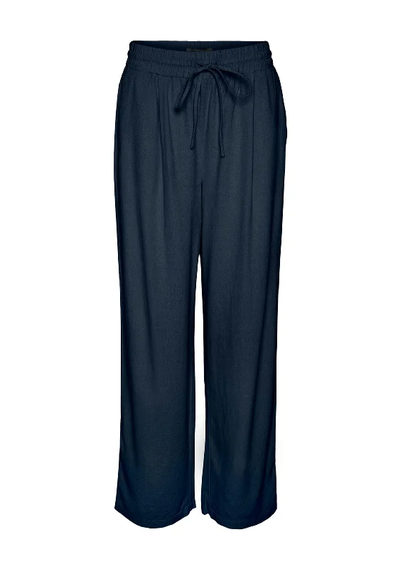 Thermal lined pants for women in cold weatherVero Moda Jesmilo Wide Leg Linen Trousers, Navy Thermal lined pants for women in cold weatherVero Moda Jesmilo Wide Leg Linen Trousers, Navy