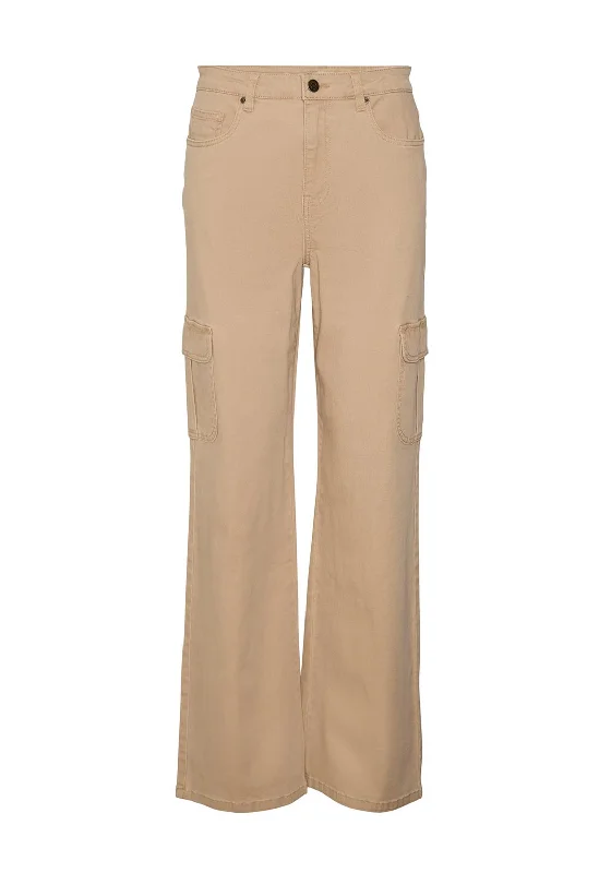 Trousers with back pockets for women in functionalityVero Moda Tessa High Rise Wide Leg Cargo Trousers, Nomad