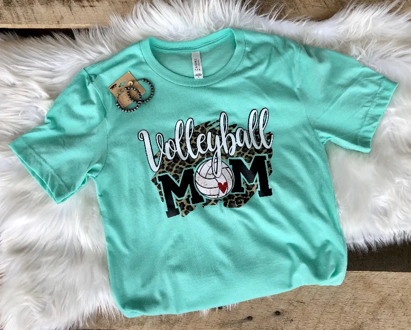 Striped women's T - shirt in bright colorsVolleyball Mom Tee