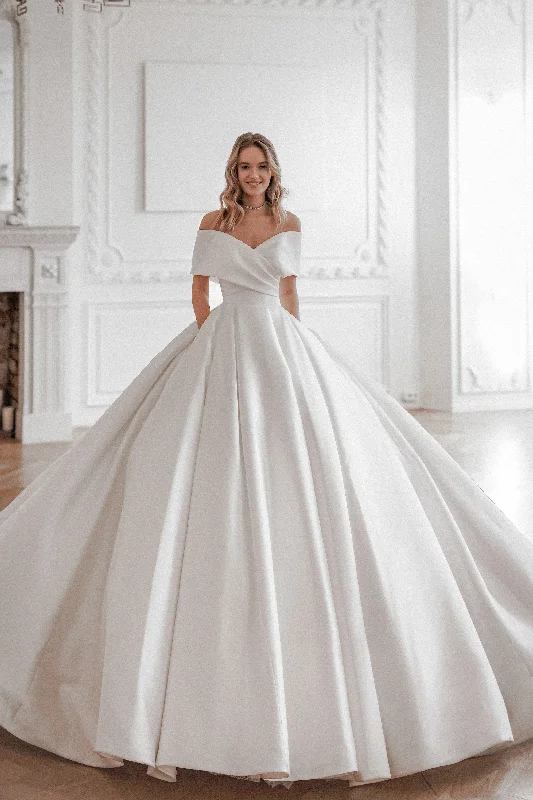 Dainty beaded wedding dress for a glamorous lookClassic Satin Ball Gown Protea
