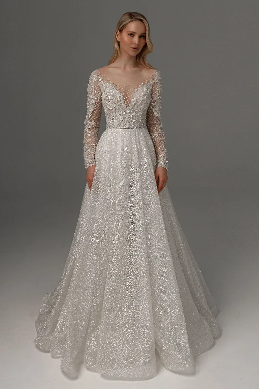 Glamorous mermaid - style wedding dressWedding Dress Sabrina with Long Sleeves