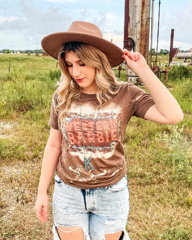 Women's T - shirt with a color - changing yarnWestern Barbie Bleached Tee
