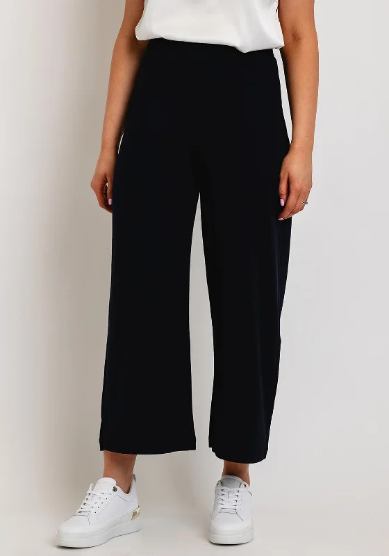 Cuffed wide leg jeans for women in a stylish and neat lookNaya Wide Leg Crop Trouser, Navy