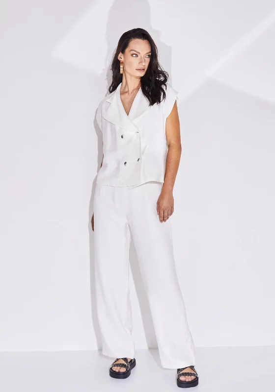 High waisted cargo wide leg pants for women in a practical and stylish styleNaya Side Zip Wide Leg Trouser, White