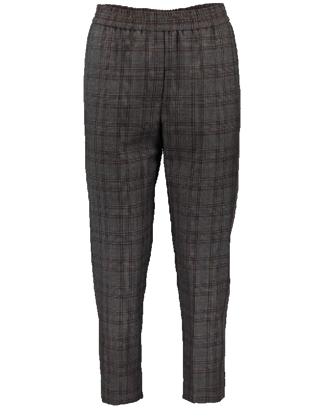 Belted pants for women to define the waistWindowpane Pull On Pant