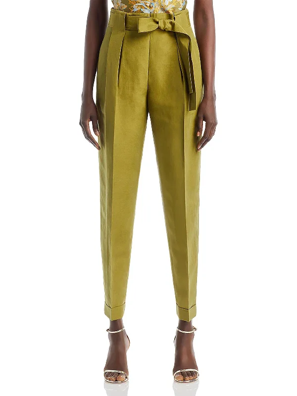 Ankle length dress pants for women in a versatile and formal styleWomens High Rise Pleated Paperbag Pants Ankle length dress pants for women in a versatile and formal styleWomens High Rise Pleated Paperbag Pants