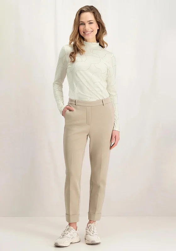 Velvet cigarette pants for women in a sophisticated and stylish lookYAYA Elastic Waist Straight Leg Scuba Trousers, Aluminium Beige