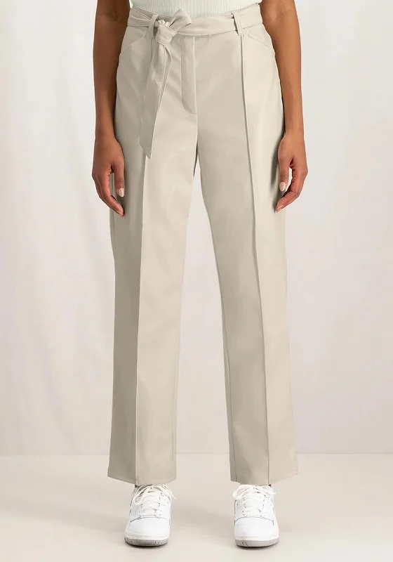 Flared pants for women to flatter the figureYaya Faux Straight Leg Leather Trousers, Ivory White