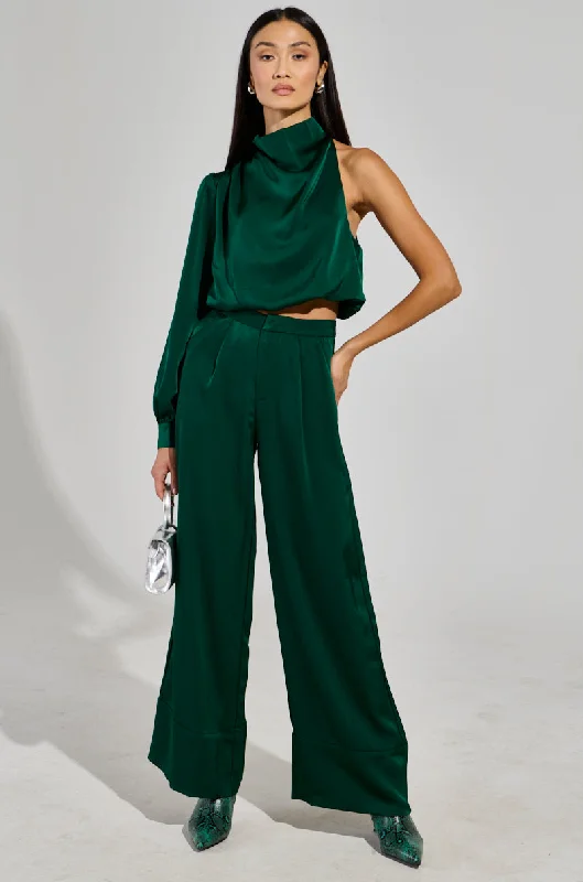 Pleated dress pants for women in a formal occasionYOU CAN'T SIT WITH US PANT IN DARK GREEN
