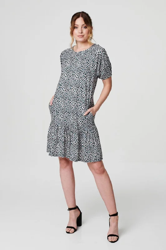 "Lace dresses for women for a romantic and elegant look"Ditsy Floral Short Tiered Dress
