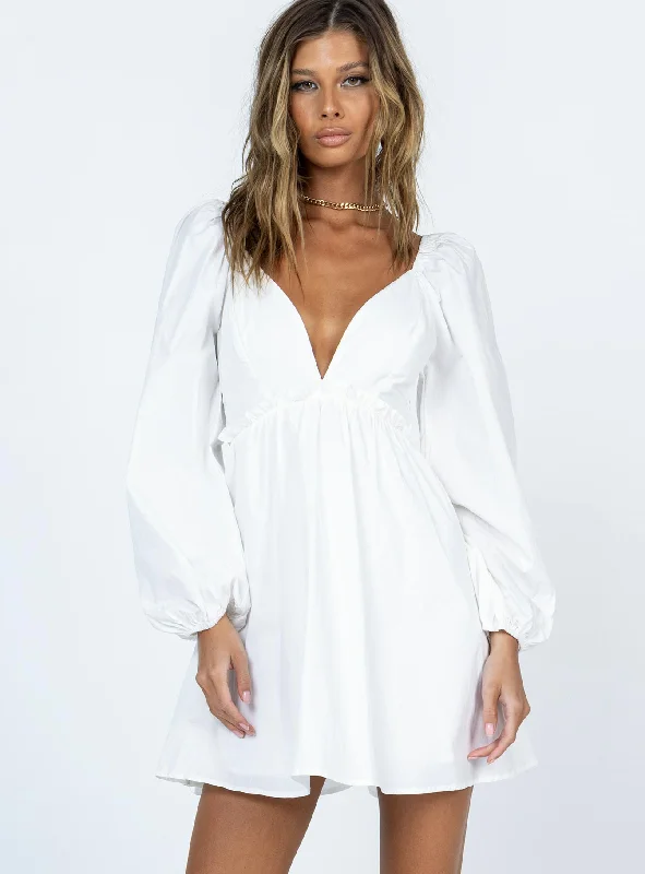 "Long sleeve dresses for women in cold weather"Skylark Mini Dress White