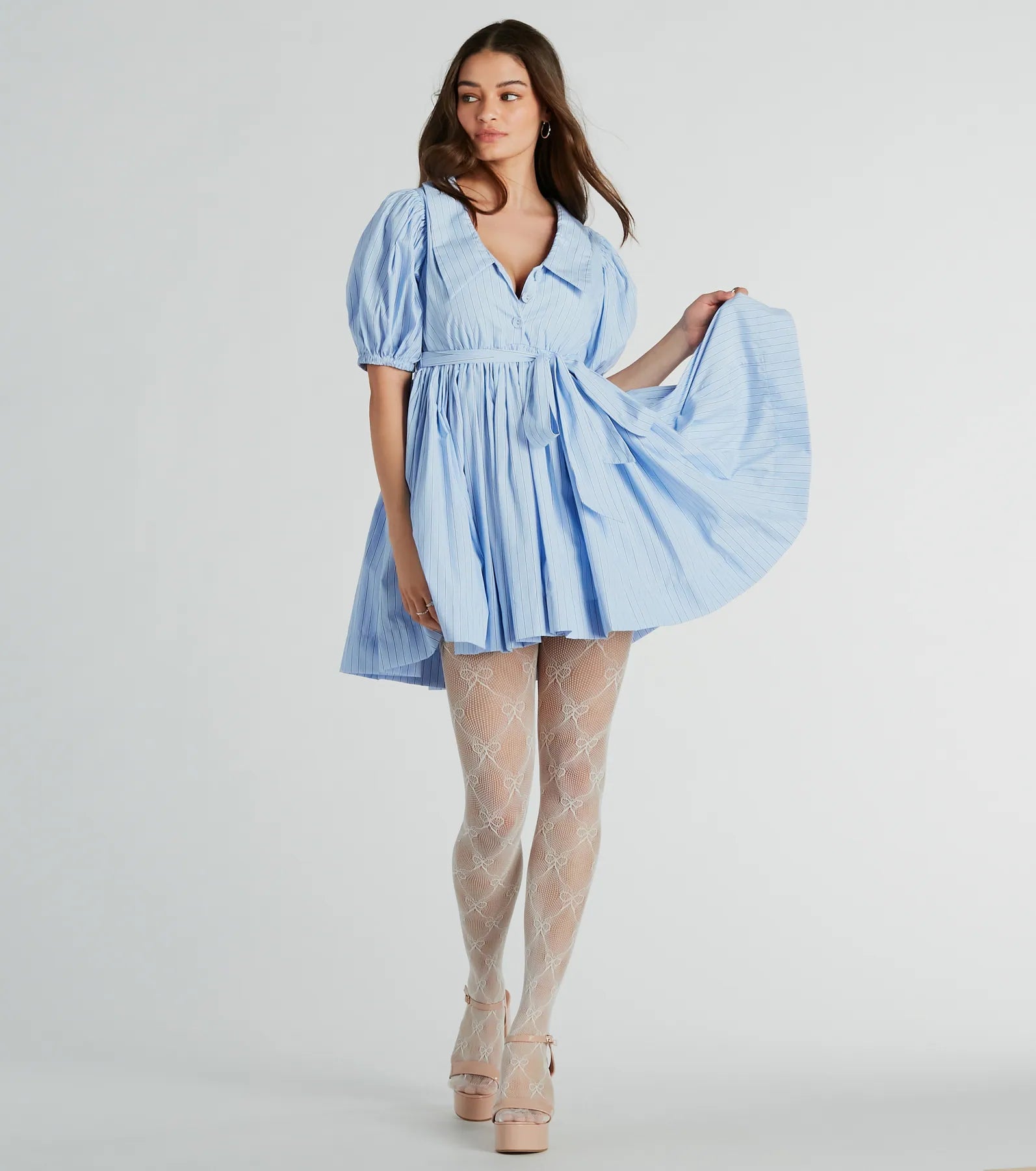 "Bohemian - style women's dresses for music festivals"Sweet Vibes Collared Striped Woven Skater Dress