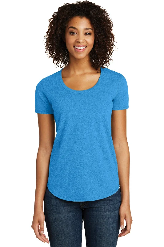 Fitted women's T - shirt with a ruched sideDistrict Womens Very Important Short Sleeve Crewneck T-Shirt - Heather Bright Turquoise Blue - Closeout Fitted women's T - shirt with a ruched sideDistrict Womens Very Important Short Sleeve Crewneck T-Shirt - Heather Bright Turquoise Blue - Closeout