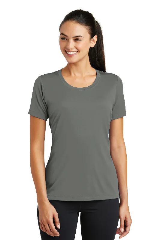 Open - work women's T - shirt with a lace - like patternSport-Tek Womens Tough Moisture Wicking Short Sleeve Crewneck T-Shirt - Dark Smoke Grey - Closeout Open - work women's T - shirt with a lace - like patternSport-Tek Womens Tough Moisture Wicking Short Sleeve Crewneck T-Shirt - Dark Smoke Grey - Closeout