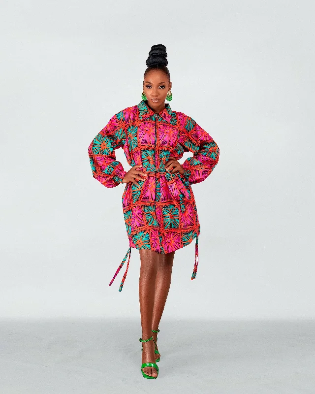 Embroidered Silk Dresses for Ladies' Elegant TouchAdah Ankara Shirt Dress | Pink and Turquoise African Print Embroidered Silk Dresses for Ladies' Elegant TouchAdah Ankara Shirt Dress | Pink and Turquoise African Print