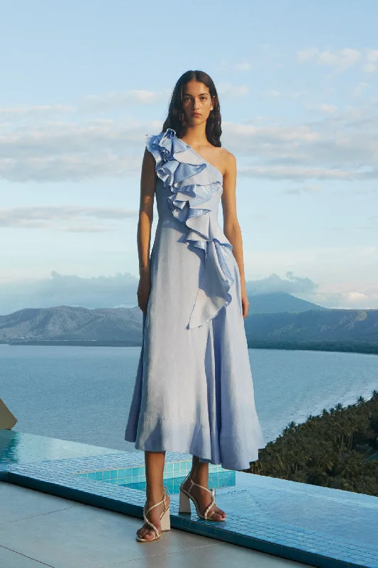 Chiffon Dresses with Slit for Ladies' Added EleganceAdelia Ruffle Midi Dress