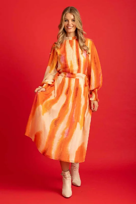Dresses with Embroidered Floral Patterns and Tassel Hem for Ladies' Bohemian and Feminine LookAmanda Dress Orange Dresses with Embroidered Floral Patterns and Tassel Hem for Ladies' Bohemian and Feminine LookAmanda Dress Orange