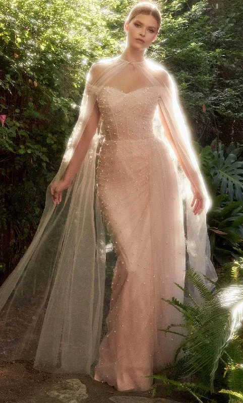 "Sequined dresses for women to shine at parties"Andrea and Leo A1219 - Off Shoulder Pearl Beaded Gown
