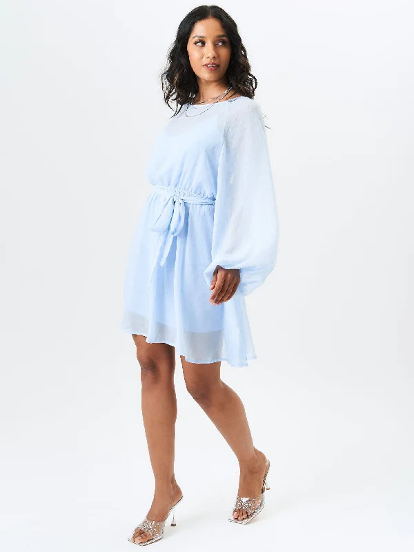 Dresses with Cut Out Details for Ladies' Bold and Fashionable LookBlue Long Sleeve Chiffon Foil Mini Dress Dresses with Cut Out Details for Ladies' Bold and Fashionable LookBlue Long Sleeve Chiffon Foil Mini Dress