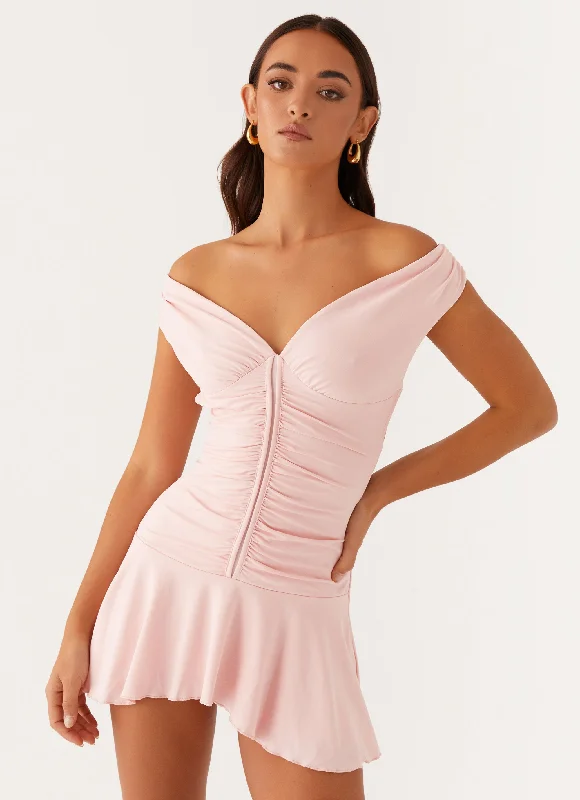 Plus Size Jersey Wrap Dresses for Ladies' Easygoing LookElianna Mini Dress - Pink